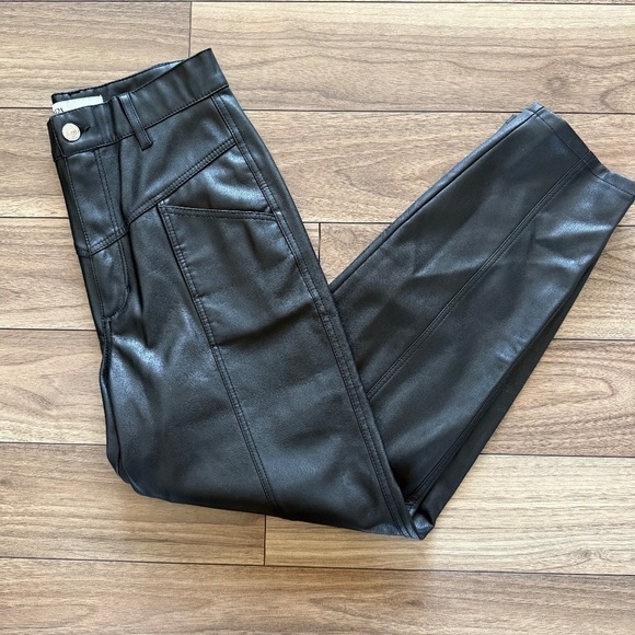 Zara Faux Leather Pants (Size 2) | Black, High-Waisted - Picture 6 of 6